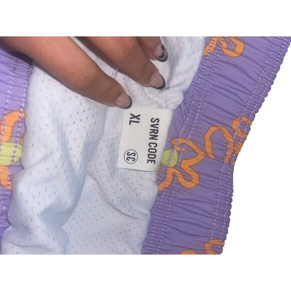 NWT SVRN CODE Swim Trunks Men’s XL Purple Orange Floral Board Shorts - Picture 5 of 5